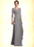 Lily A-Line Scoop Neck Floor-Length Chiffon Lace Mother of the Bride Dress With Beading Sequins Cascading Ruffles STI126P0014529