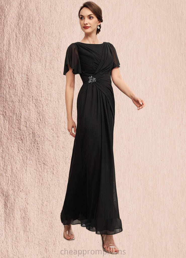 Elaine A-Line Scoop Neck Ankle-Length Chiffon Mother of the Bride Dress With Ruffle Beading STI126P0014533