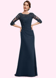 Adelyn A-Line Scoop Neck Floor-Length Chiffon Lace Mother of the Bride Dress With Ruffle Beading Sequins STI126P0014536