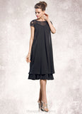 Alison Empire Scoop Neck Knee-Length Chiffon Mother of the Bride Dress With Beading Sequins STI126P0014537
