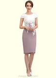 Aryana Sheath/Column Scoop Neck Knee-Length Chiffon Lace Mother of the Bride Dress STI126P0014559