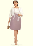 Aryana Sheath/Column Scoop Neck Knee-Length Chiffon Lace Mother of the Bride Dress STI126P0014559