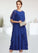 Kathy A-Line Scoop Neck Tea-Length Chiffon Mother of the Bride Dress With Beading Sequins Cascading Ruffles STI126P0014562