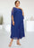 Kathy A-Line Scoop Neck Tea-Length Chiffon Mother of the Bride Dress With Beading Sequins Cascading Ruffles STI126P0014562