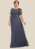 Kristina A-Line Scoop Neck Floor-Length Chiffon Lace Mother of the Bride Dress STI126P0014568