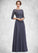 Casey A-Line Scoop Neck Floor-Length Chiffon Lace Mother of the Bride Dress With Beading Sequins STI126P0014578