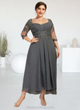 Bella A-Line Sweetheart Asymmetrical Chiffon Lace Mother of the Bride Dress With Beading Sequins STI126P0014579