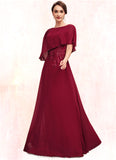 Jeanie A-Line Scoop Neck Floor-Length Chiffon Mother of the Bride Dress With Lace Beading Sequins STI126P0014583