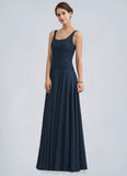 Paisley A-Line Square Neckline Floor-Length Chiffon Lace Mother of the Bride Dress With Sequins STI126P0014587