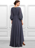 Aurora A-Line Scoop Neck Asymmetrical Chiffon Mother of the Bride Dress With Ruffle Appliques Lace STI126P0014592