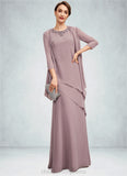 Kay A-Line Scoop Neck Floor-Length Chiffon Mother of the Bride Dress With Beading STI126P0014593