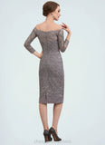 Mayra Sheath/Column Off-the-Shoulder Knee-Length Lace Mother of the Bride Dress STI126P0014595