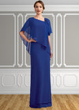 Josephine A-Line V-neck Floor-Length Chiffon Mother of the Bride Dress With Beading Sequins STI126P0014600
