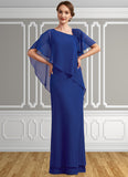 Josephine A-Line V-neck Floor-Length Chiffon Mother of the Bride Dress With Beading Sequins STI126P0014600
