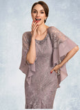 Ryann Trumpet/Mermaid Scoop Neck Asymmetrical Chiffon Lace Mother of the Bride Dress With Beading Sequins STI126P0014606