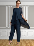 Kendall Jumpsuit/Pantsuit Scoop Neck Ankle-Length Chiffon Mother of the Bride Dress STI126P0014607