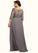 Haylee A-Line Scoop Neck Floor-Length Chiffon Lace Mother of the Bride Dress With Cascading Ruffles STI126P0014608