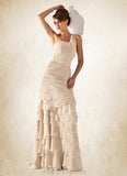 Aryana A-Line One-Shoulder Sweep Train Chiffon Mother of the Bride Dress With Beading Cascading Ruffles STI126P0014610