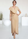 Rylee A-line V-Neck Asymmetrical Chiffon Mother of the Bride Dress With Beading Sequins STI126P0014615