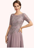 Bethany A-Line Scoop Neck Floor-Length Chiffon Lace Mother of the Bride Dress STI126P0014628