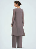 Teresa Jumpsuit/Pantsuit Scoop Neck Floor-Length Chiffon Mother of the Bride Dress STI126P0014629