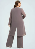 Teresa Jumpsuit/Pantsuit Scoop Neck Floor-Length Chiffon Mother of the Bride Dress STI126P0014629