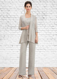 Nora Jumpsuit/Pantsuit Scoop Neck Floor-Length Chiffon Lace Mother of the Bride Dress STI126P0014632