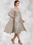 Rosalyn Sheath/Column Sweetheart Knee-Length Lace Mother of the Bride Dress STI126P0014634
