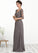 Giuliana A-line V-Neck Floor-Length Chiffon Lace Mother of the Bride Dress With Cascading Ruffles STI126P0014645