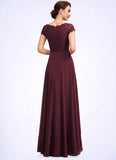 Savannah A-Line Scoop Neck Floor-Length Chiffon Mother of the Bride Dress With Ruffle Lace STI126P0014662