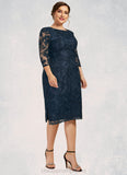 Aurora Sheath/Column Scoop Neck Knee-Length Lace Mother of the Bride Dress STI126P0014675