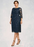 Aurora Sheath/Column Scoop Neck Knee-Length Lace Mother of the Bride Dress STI126P0014675