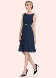 Scarlett A-Line Scoop Neck Knee-Length Chiffon Mother of the Bride Dress With Ruffle Lace Beading Sequins STI126P0014690