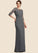 Aurora Sheath/Column Scoop Neck Floor-Length Chiffon Lace Mother of the Bride Dress With Ruffle STI126P0014703