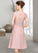 Rosemary A-Line Scoop Neck Knee-Length Chiffon Lace Mother of the Bride Dress With Beading Flower(s) Sequins Cascading Ruffles STI126P0014704