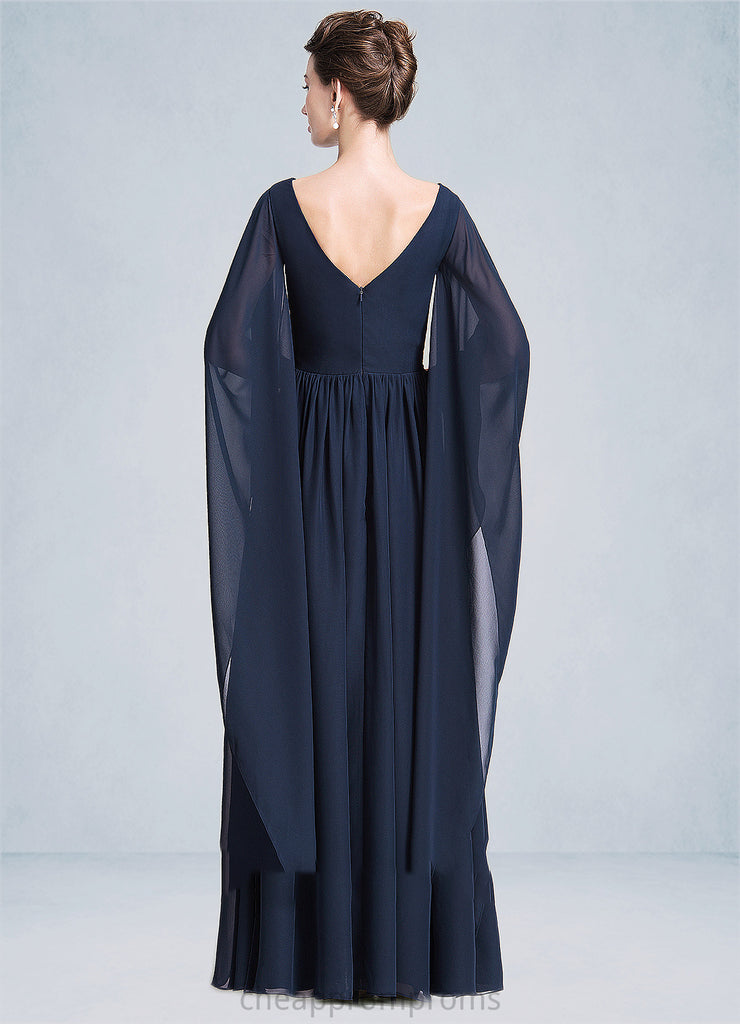 Elvira Empire V-neck Floor-Length Chiffon Mother of the Bride Dress With Ruffle Beading Sequins STI126P0014724