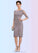 Aurora Sheath/Column Scoop Neck Knee-Length Satin Lace Mother of the Bride Dress With Beading Bow(s) STI126P0014727