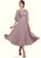 Stephanie A-Line Scoop Neck Tea-Length Chiffon Lace Mother of the Bride Dress STI126P0014743