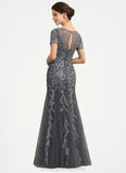 Yesenia Trumpet/Mermaid Scoop Neck Floor-Length Tulle Lace Mother of the Bride Dress With Beading Sequins STI126P0014767