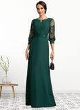 Madyson A-Line Scoop Neck Floor-Length Chiffon Lace Mother of the Bride Dress With Beading Sequins STI126P0014773