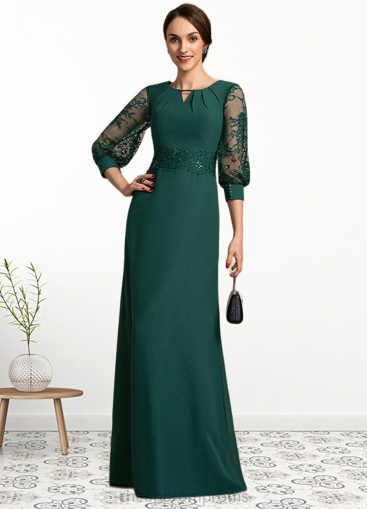 Madyson A-Line Scoop Neck Floor-Length Chiffon Lace Mother of the Bride Dress With Beading Sequins STI126P0014773