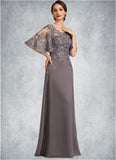 Lorelai A-Line Scoop Neck Floor-Length Chiffon Lace Mother of the Bride Dress With Sequins STI126P0014776