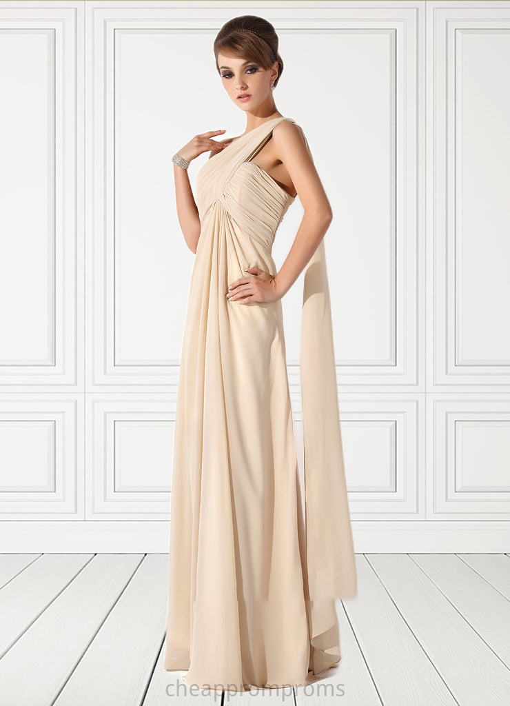 Paola Empire One-Shoulder Floor-Length Chiffon Mother of the Bride Dress With Ruffle STI126P0014777