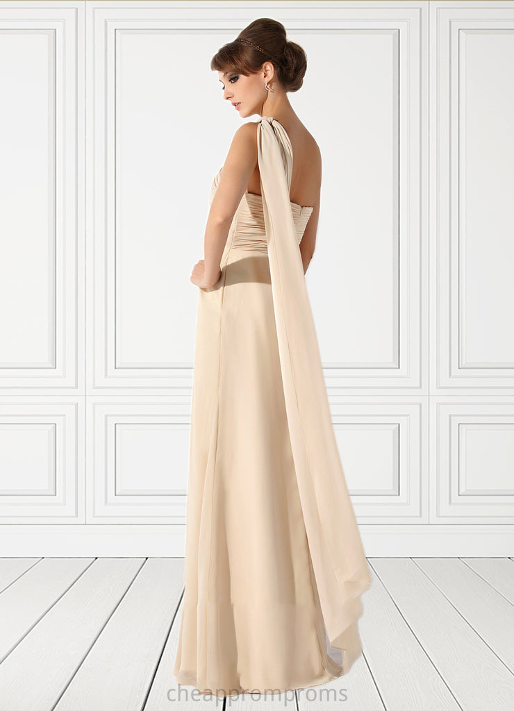 Paola Empire One-Shoulder Floor-Length Chiffon Mother of the Bride Dress With Ruffle STI126P0014777