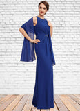Ariel A-Line Scoop Neck Floor-Length Chiffon Mother of the Bride Dress With Beading Cascading Ruffles STI126P0014781