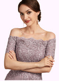 Adalyn A-Line Off-the-Shoulder Floor-Length Chiffon Lace Mother of the Bride Dress With Beading Sequins STI126P0014785