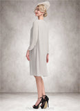 Bria Sheath/Column Scoop Neck Knee-Length Chiffon Lace Mother of the Bride Dress With Beading Sequins STI126P0014811
