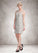 Bria Sheath/Column Scoop Neck Knee-Length Chiffon Lace Mother of the Bride Dress With Beading Sequins STI126P0014811