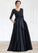 Monique A-Line V-neck Floor-Length Satin Lace Mother of the Bride Dress With Sequins Bow(s) Pockets STI126P0014820