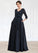 Monique A-Line V-neck Floor-Length Satin Lace Mother of the Bride Dress With Sequins Bow(s) Pockets STI126P0014820